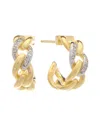 Meshmerise 18k Over Silver 0.16 Ct. Tw. Diamond Hoops In Gold