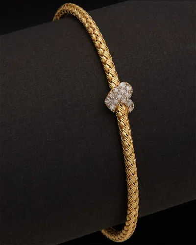 Meshmerise 18k Over Silver 0.20 Ct. Tw. Diamond Bangle Bracelet In Gold