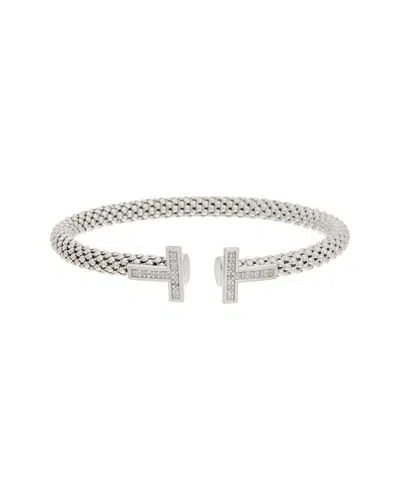 Meshmerise 18k Over Silver 0.20 Ct. Tw. Diamond Bangle Bracelet In Metallic