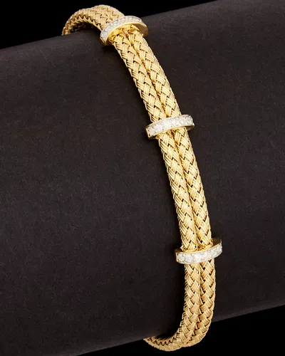 Meshmerise 18k Over Silver 0.20 Ct. Tw. Diamond Bracelet In Gold