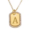 Meshmerise 18k Over Silver 0.20 Ct. Tw. Diamond Dog Tag Initial Necklace (a-z) In Gold