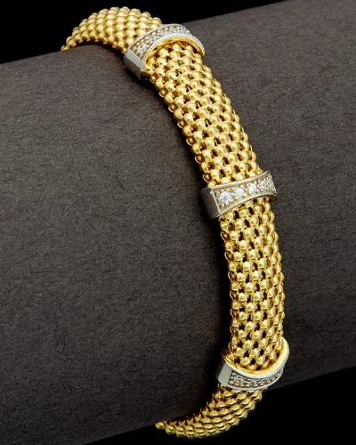 Meshmerise 18k Over Silver 0.20 Ct. Tw. Diamond Mesh Cuff In Gold