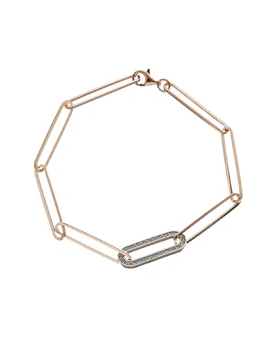 Meshmerise 18k Over Silver 0.20 Ct. Tw. Diamond Paperclip Link Bracelet In Multi