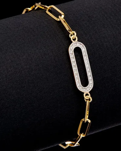 Meshmerise 18k Over Silver 0.20 Ct. Tw. Diamond Paperclip Rectangle Bracelet