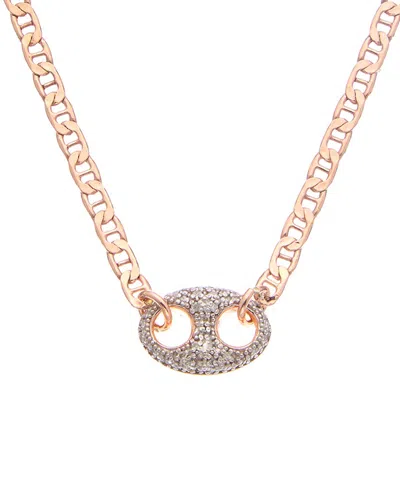 Meshmerise 18k Over Silver 0.20 Ct. Tw. Diamond Puffed Mariner Necklace In Gold