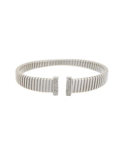 Meshmerise 18k Over Silver 0.25 Ct. Tw. Diamond Goose Bangle Bracelet