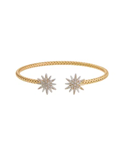 Meshmerise 18k Over Silver 0.25 Ct. Tw. Diamond Mesh Bangle Bracelet In Gold