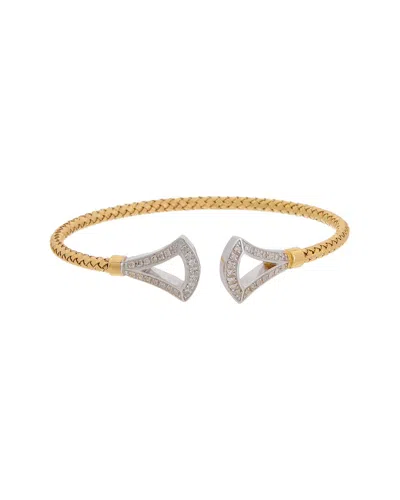 MESHMERISE MESHMERISE 18K OVER SILVER 0.25 CT. TW. DIAMOND MESH BANGLE BRACELET