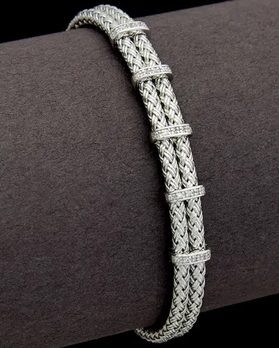 Meshmerise 18k Over Silver 0.25 Ct. Tw. Diamond Mesh Cuff Bracelet