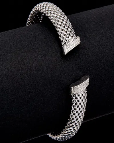 Meshmerise 18k Over Silver 0.25 Ct. Tw. Diamond Mesh Cuff Bracelet In Transparent