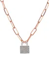 Meshmerise 18k Over Silver 0.25 Ct. Tw. Diamond Padlock Necklace In Metallic
