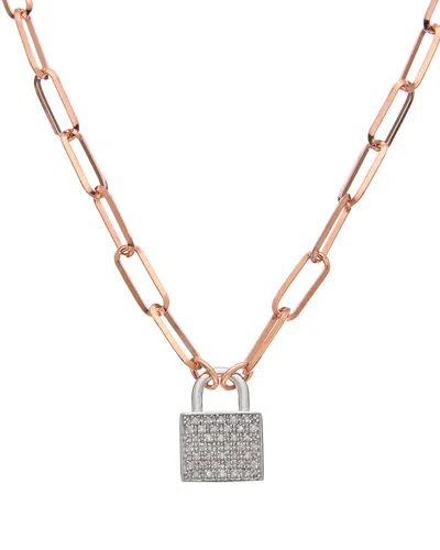 MESHMERISE MESHMERISE 18K OVER SILVER 0.25 CT. TW. DIAMOND PADLOCK NECKLACE
