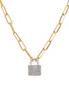 Meshmerise 18k Over Silver 0.25 Ct. Tw. Diamond Padlock Necklace In Gold