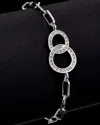 Meshmerise 18k Over Silver 0.25 Ct. Tw. Diamond Paperclip Handcuff Bracelet