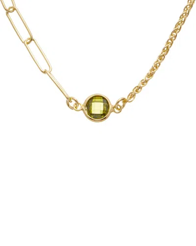 Meshmerise 18k Over Silver 1.00 Ct. Tw. Green Peridot Necklace In Gold