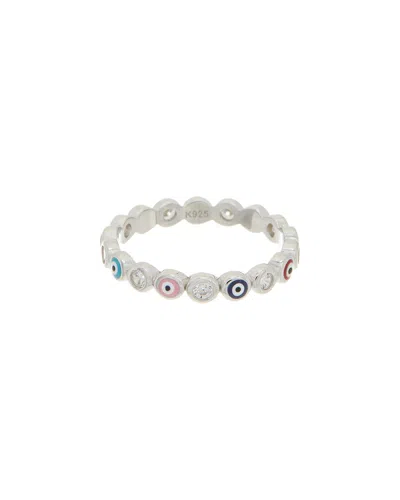 Meshmerise 18k Over Silver Cz Ring In Metallic