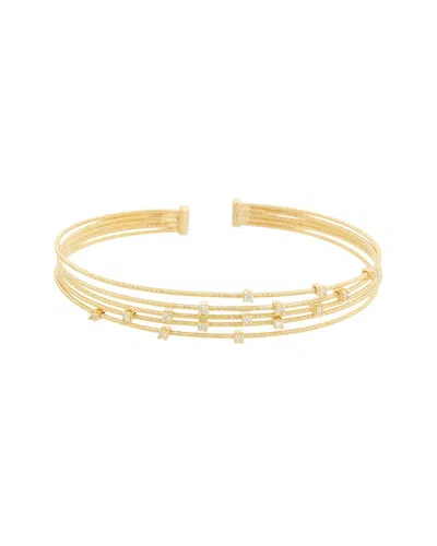 Meshmerise 18k Over Silver Mesh Bangle Bracelet In Gold