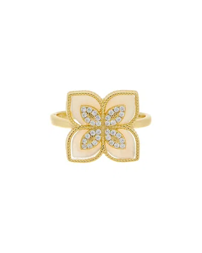 Meshmerise 18k Over Silver Pearl Cz Ring