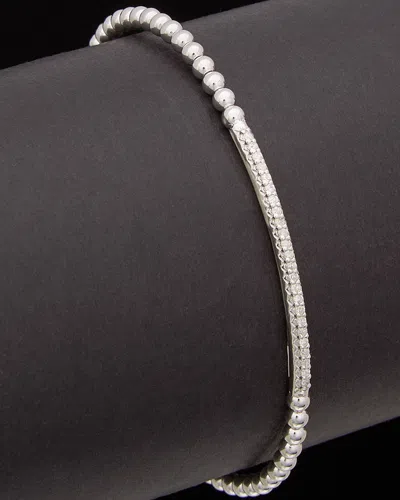 Meshmerise 18k Over Silver Vermeil 0.12 Ct. Tw. Diamond Ball Cuff In Transparent
