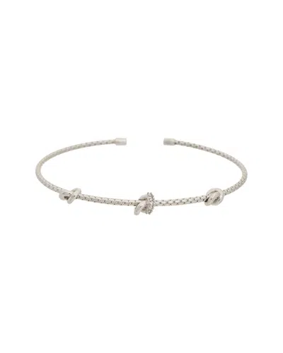 Meshmerise 18k Plated 0.03 Ct. Tw. Diamond Bangle Bracelet In Gray