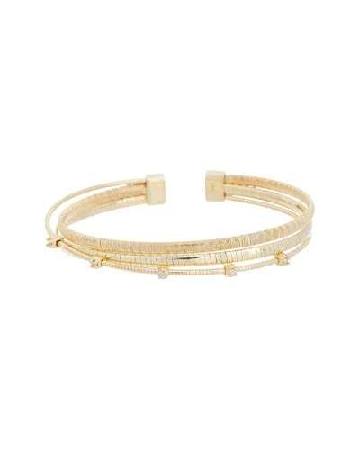 Meshmerise 18k Plated 0.05 Ct. Tw. Diamond Mesh Bangle In Gold