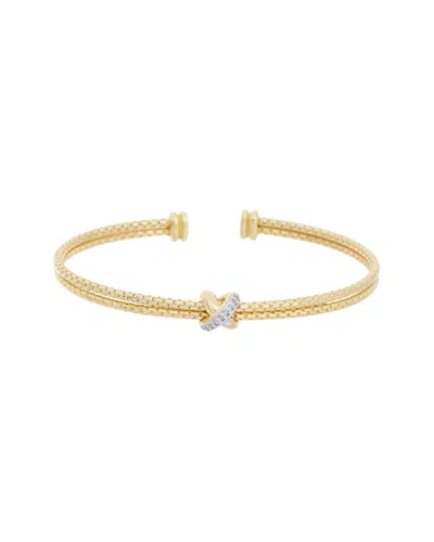Meshmerise 18k Plated 0.05 Ct. Tw. Diamond Mesh Bangle In Gold