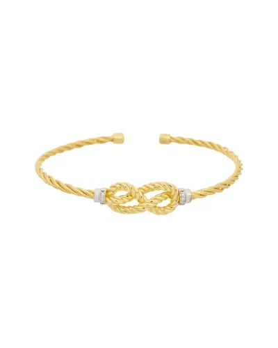 Meshmerise 18k Plated 0.06 Ct. Tw. Diamond Bangle Bracelet In Gold