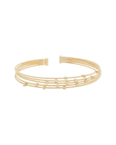 Meshmerise 18k Plated 0.15 Ct. Tw. Diamond Mesh Bangle In Gold