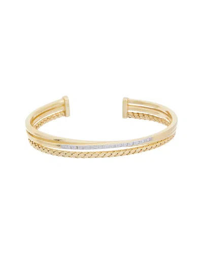 Meshmerise 18k Plated 0.15 Ct. Tw. Diamond Mesh Bangle In Gold