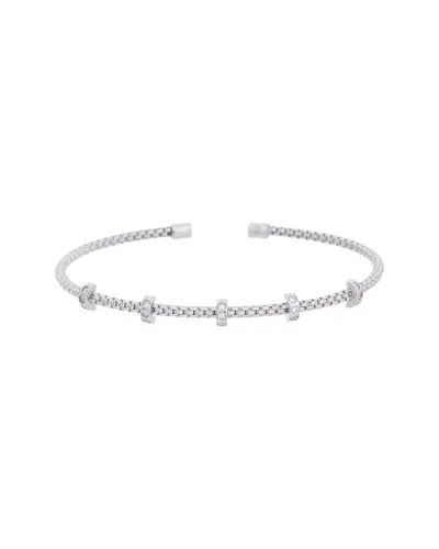 Meshmerise 18k Plated 0.15 Ct. Tw. Diamond Mesh Bangle In Silver