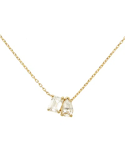 Meshmerise 18k Plated Silver 3.00 Ct. Tw. White Topaz Necklace In Gold