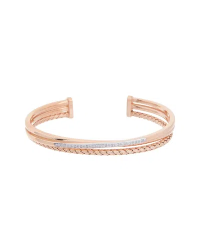 Meshmerise 18k Rose Gold Plated 0.15 Ct. Tw. Diamond Mesh Bangle