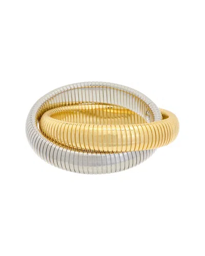 Meshmerise 18k Two-tone Plated Goose Bangle Bracelet In Neutral