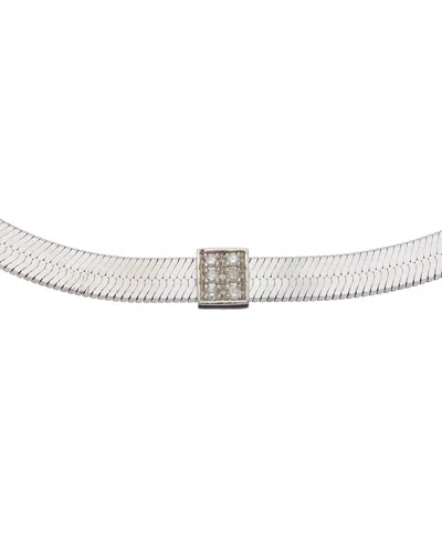 Meshmerise 18k Vermeil 0.06 Ct. Tw. Diamond Herringbone Choker Necklace