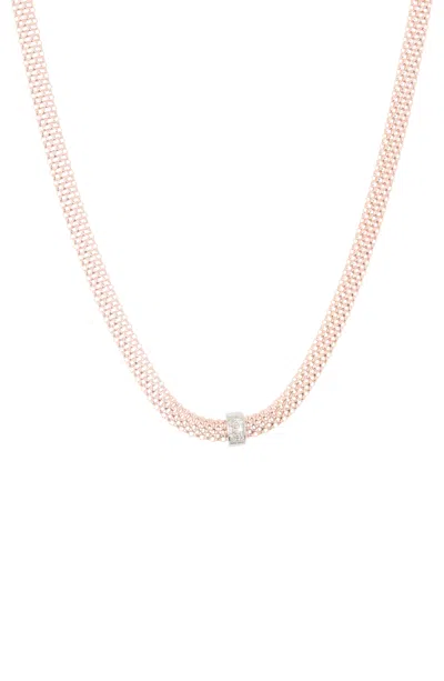 Meshmerise 18k Vermeil Plated Sterling Silver Mesh Necklace In Rose