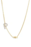 Meshmerise Bezel Diamond Initial Chain Necklace In Gold
