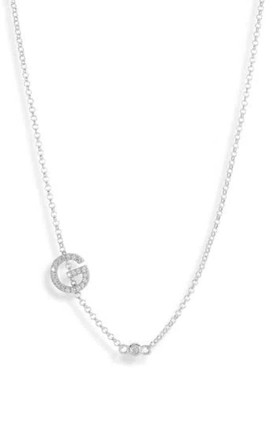 Meshmerise Bezel Diamond Initial Chain Necklace In Silver