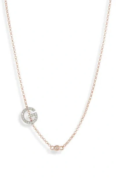 Meshmerise Bezel Diamond Initial Chain Necklace In Gold
