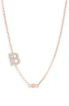 Meshmerise Bezel Diamond Initial Chain Necklace In Rose-b