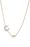 Meshmerise Bezel Diamond Initial Chain Necklace In Rose-c