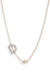 Meshmerise Bezel Diamond Initial Chain Necklace In Rose-d