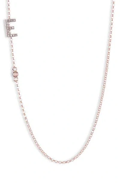 Meshmerise Bezel Diamond Initial Chain Necklace In Rose-e