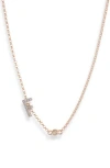 Meshmerise Bezel Diamond Initial Chain Necklace In Rose-f
