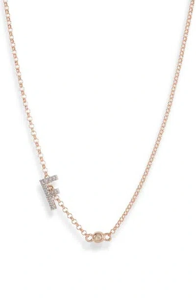 Meshmerise Bezel Diamond Initial Chain Necklace In Rose-f