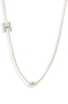 Meshmerise Bezel Diamond Initial Chain Necklace In Rose-h