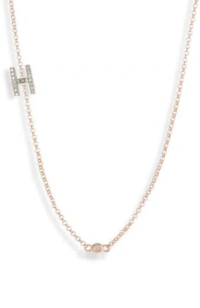 Meshmerise Bezel Diamond Initial Chain Necklace In Rose-h