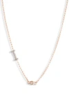 Meshmerise Bezel Diamond Initial Chain Necklace In Rose-i