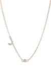 Meshmerise Bezel Diamond Initial Chain Necklace In Rose-j