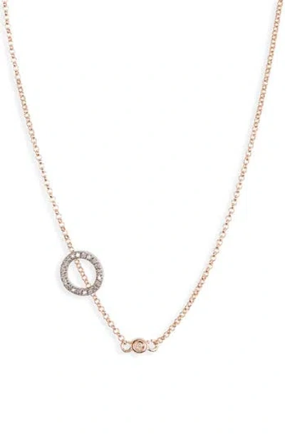 Meshmerise Bezel Diamond Initial Chain Necklace In Rose-o