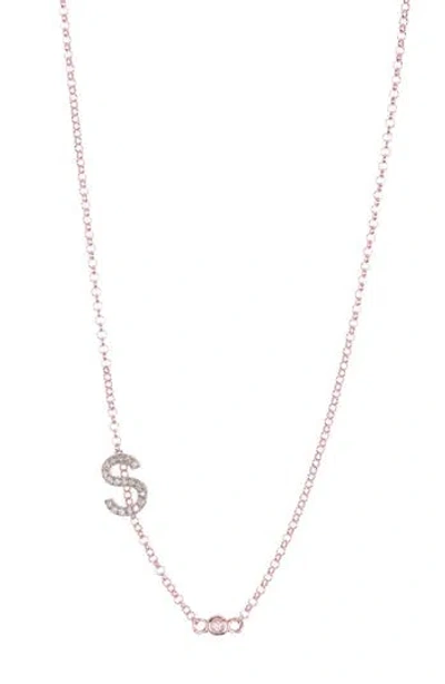 Meshmerise Bezel Diamond Initial Chain Necklace In Rose-s